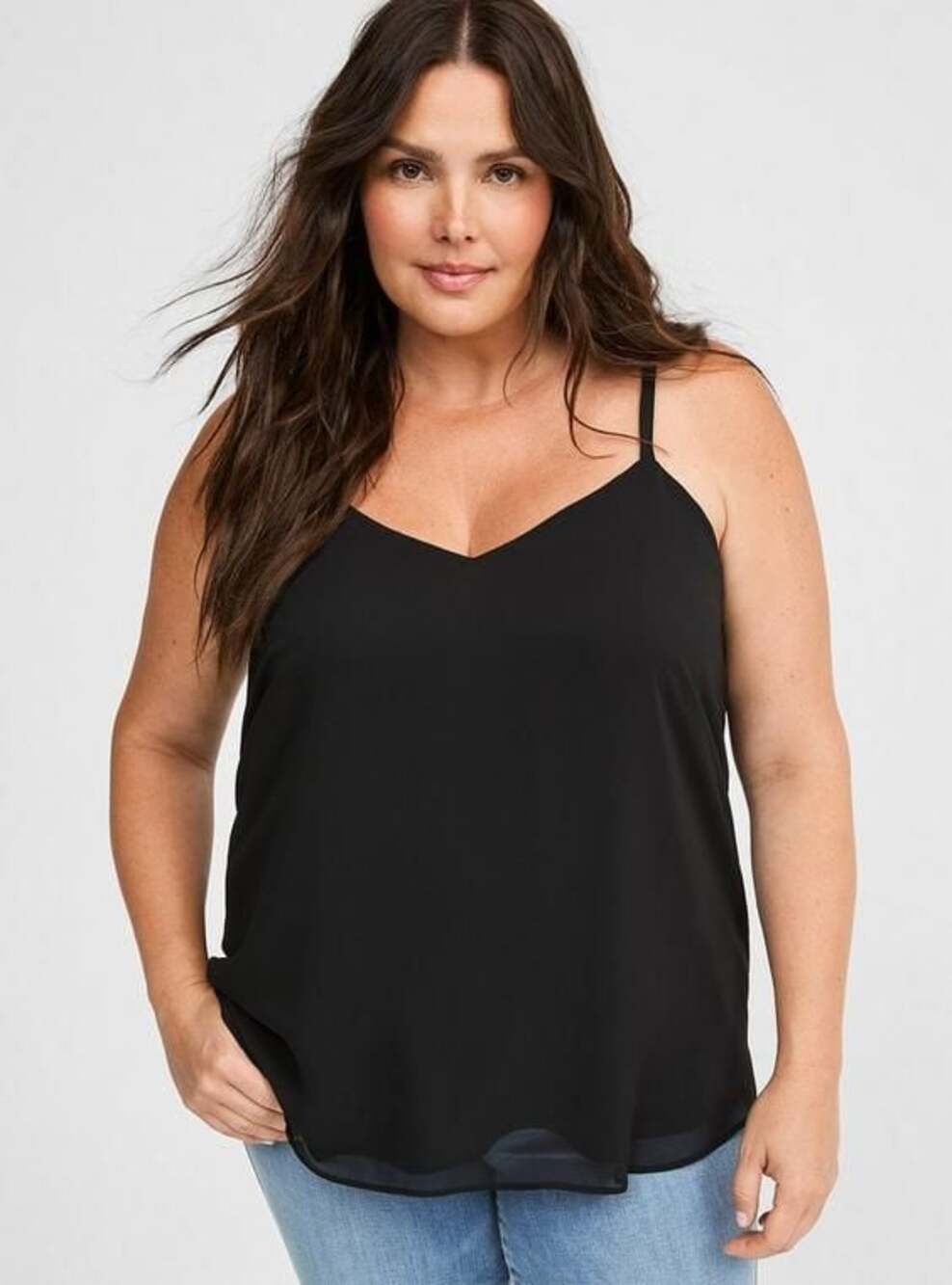Torrid Black Chiffon Double Layer Swing Cami Tank Top Plus Size 00